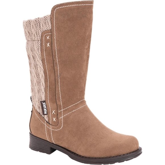 MUK LUKS Casey Mid-Calf Boot Cable Knit Back Stitched Accents Size 8 - Picture 1 of 14